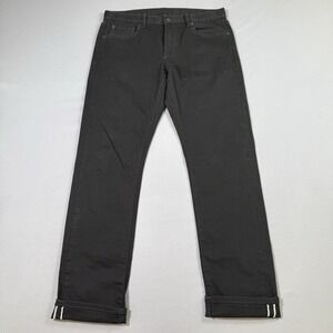 Uniqlo Selvedge Jeans Mens 32x32 Black Slim Straight Low Rise Japanese Denim EUC